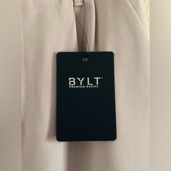 Bylt Midtown Wide Leg Pants Black Tailored High Rise Pleated Knit Women’s Size M - Picture 6 of 16